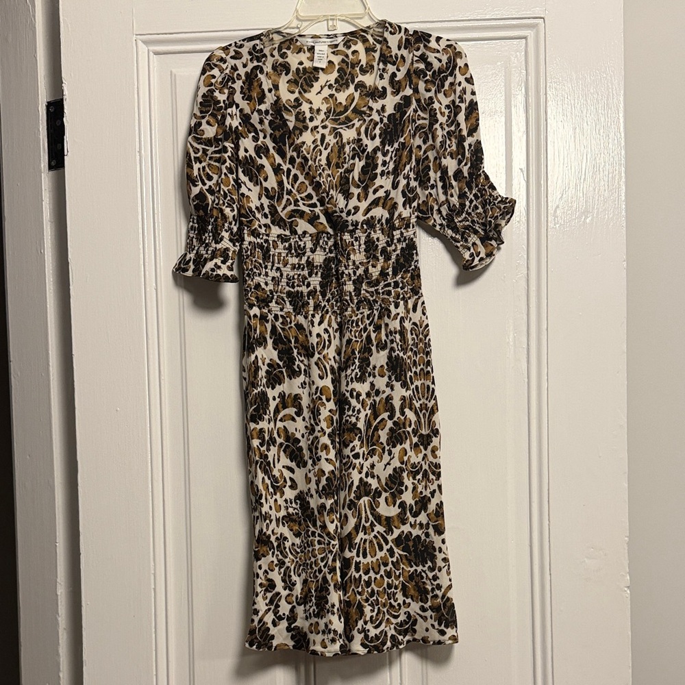 Diane Von Furstenberg Black and Gold Midi Dress